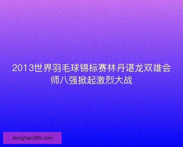 2013世界羽毛球锦标赛林丹谌龙双雄会师八强掀起激烈大战