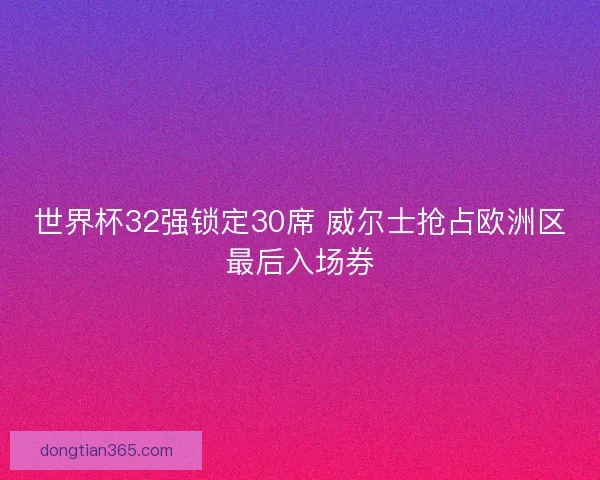 世界杯32强锁定30席 威尔士抢占欧洲区最后入场券